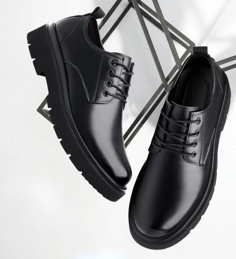 2026 Men's Leather Shoes Breathable Perforated Odor Free Business British Style Office Soft Sole Wear Resistant Casual Footwear