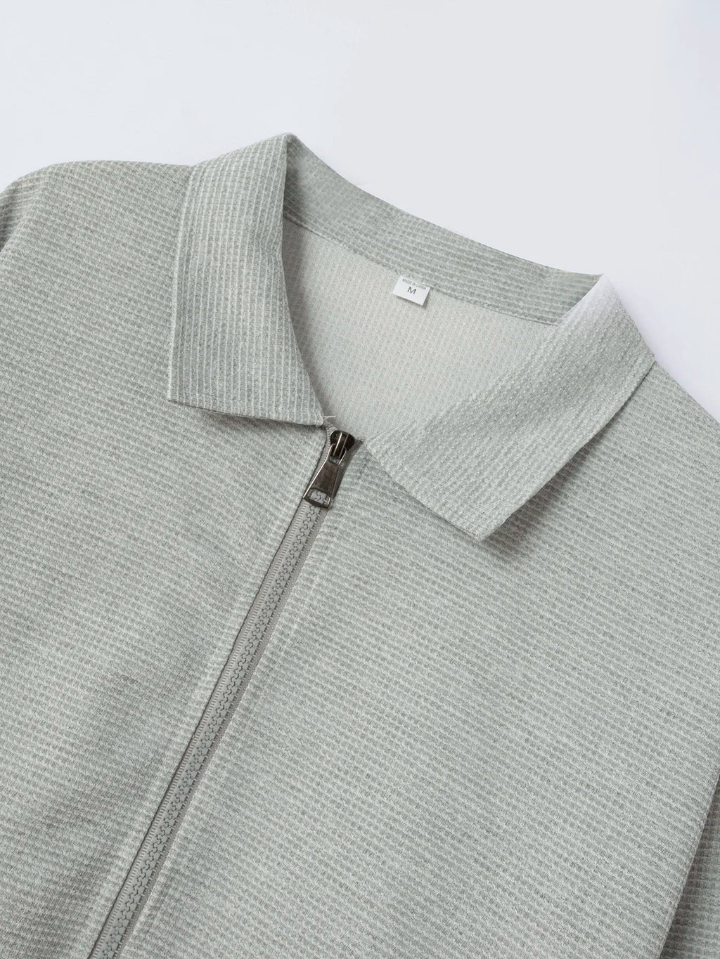 Men's Slim-fit Cardigan Solid-color Lapel Waffle Texture Zipper Pocket Casual Spring/Autumn 2025 Fashion