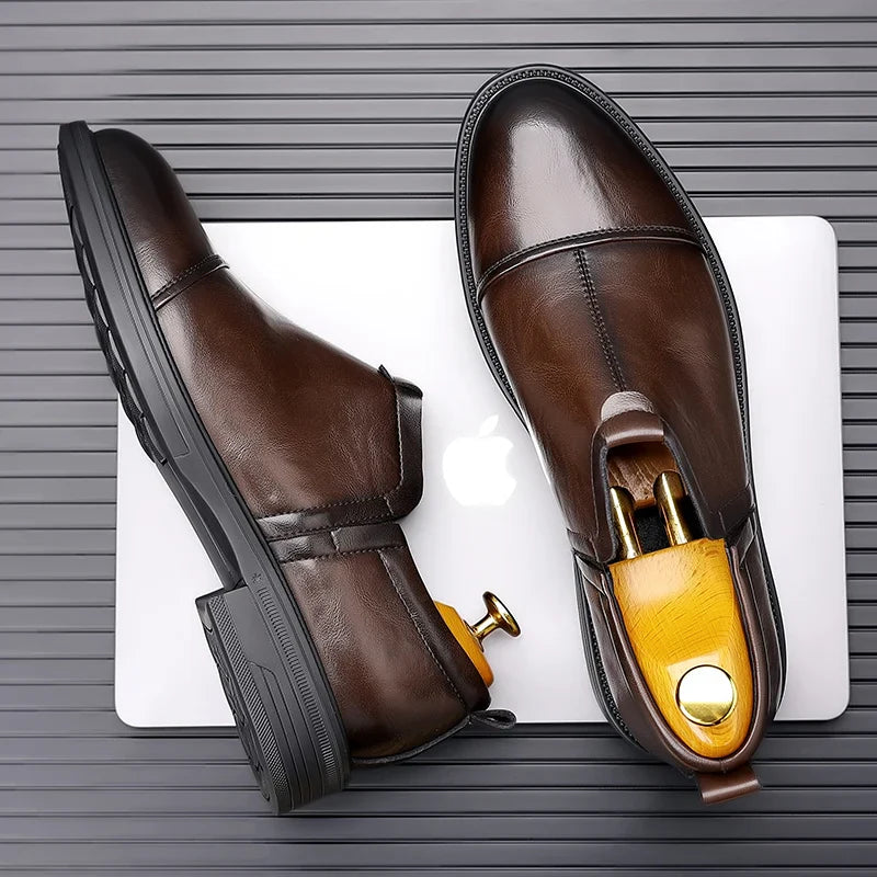 Men's Fashion Trends Leather Loafers Shoes Men's Formal Party Business Negotiation Social Office Shoes Comfort Round Toe Shoes