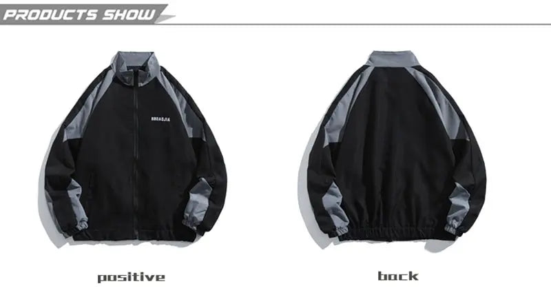 Hip Hop Men's Varsity Jacket High Street Patchwork Color Block Windbreaker Coats Spring Autumn New Thin Fashion College Jackets