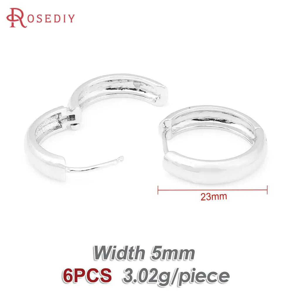 6PCS 14MM 16MM 18MM 23MM 25MM 30MM 18K Gold Color Brass Round Circle Loop Earrings Hoops Jewelry Making Supplies Accessories