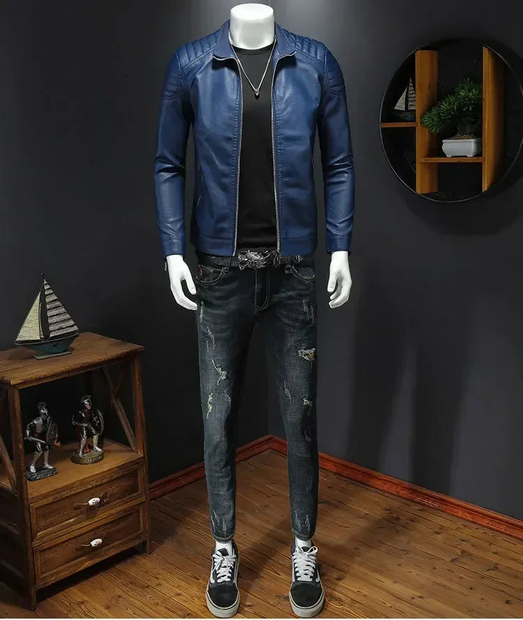 Men Leather Jacket Motorcycle Streetwear Baseball Outdoor Bomber Casual coat Men Autumn Motorcycle Windbreaker Male Outwear