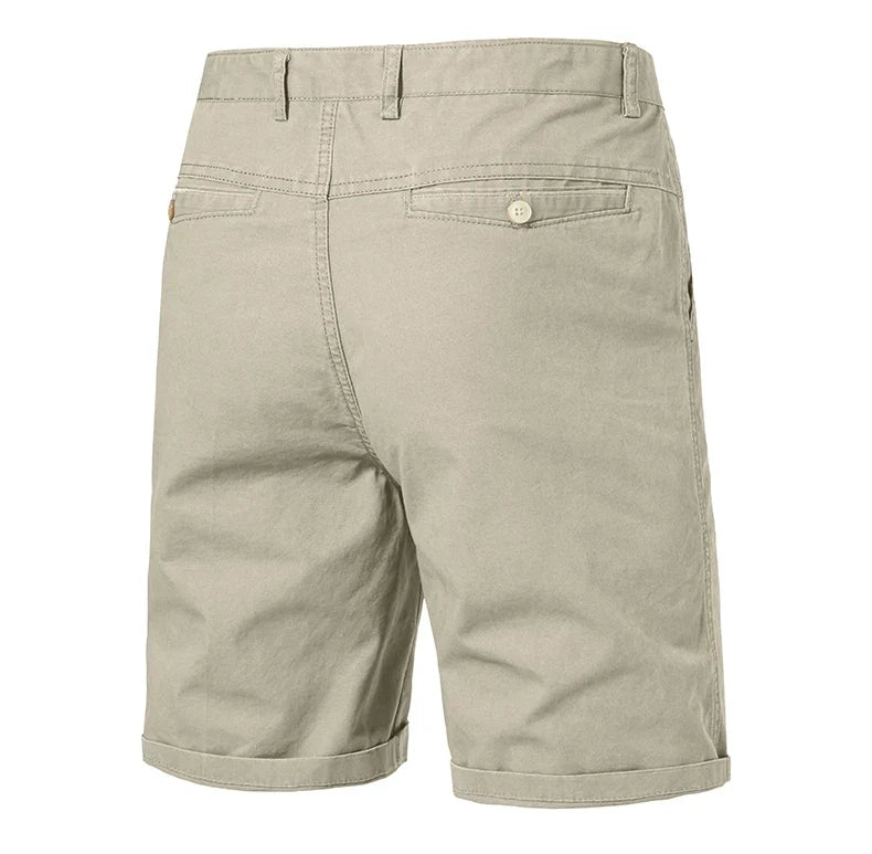 Classic Mens 100% Cotton Casual Shorts Khaki Grey Navy Black Knee Shorts American Style Streetwear Golf Shorts