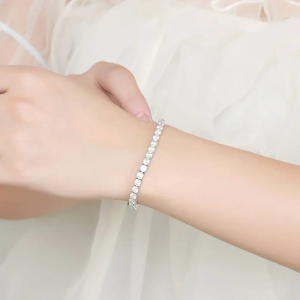 2mm 2.5mm 3mm 4mm 5mm Moissanite Tennis Bracelet for Women Men 100% S925 Sterling Silver Hidden Spring Lock Bracelet Plated 18K