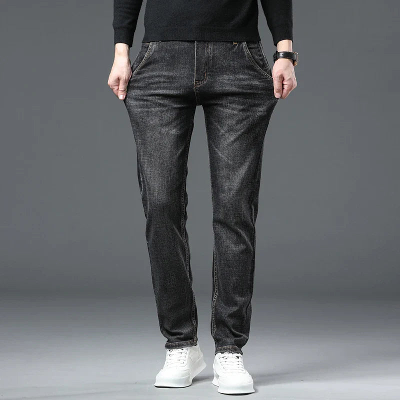 Autumn Men's Vintage Wash Casual Jeans Soft Cozy Stretch Denim Trousers High Quality Clothing Classic Fashion Straight Male Pant