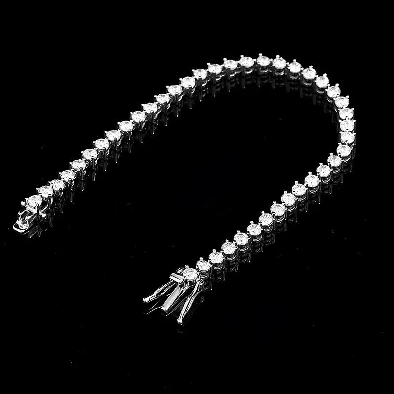 3 Claws D VVS1 Zircon/Moissanite Tennis Bracelet for Women Full Diamond Luxury Chain S925 Sterling Silver Plated Platinum