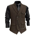 Men Vest GrayHerringbone Double Button With Pocket Waistcoat For Wedding Party Banquet Business Casual Daily Work Men Suit Vest