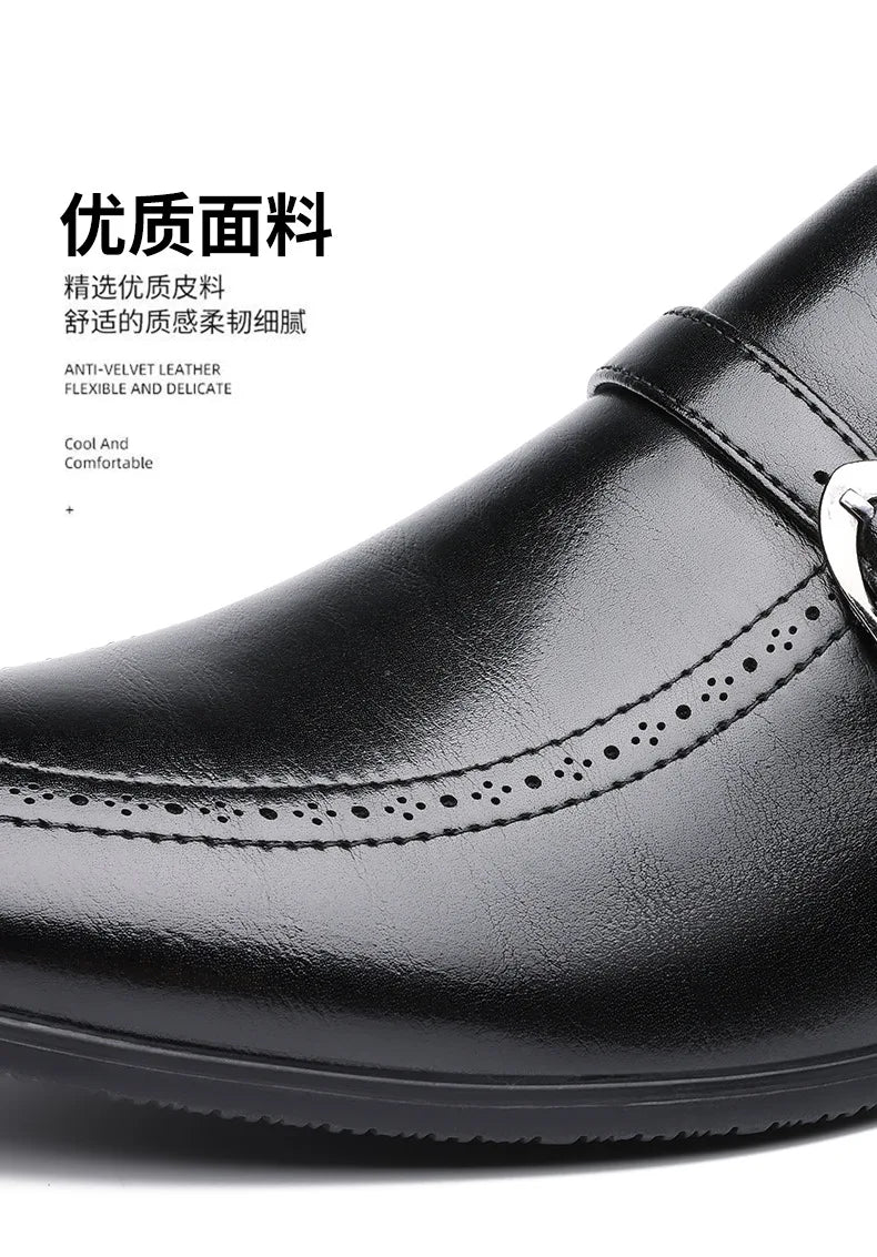 Spring Autumn New Pointed Leather Shoes for Men Solid Color Business Casual Shoes Male Fashion Designer Dress Shoe Man
