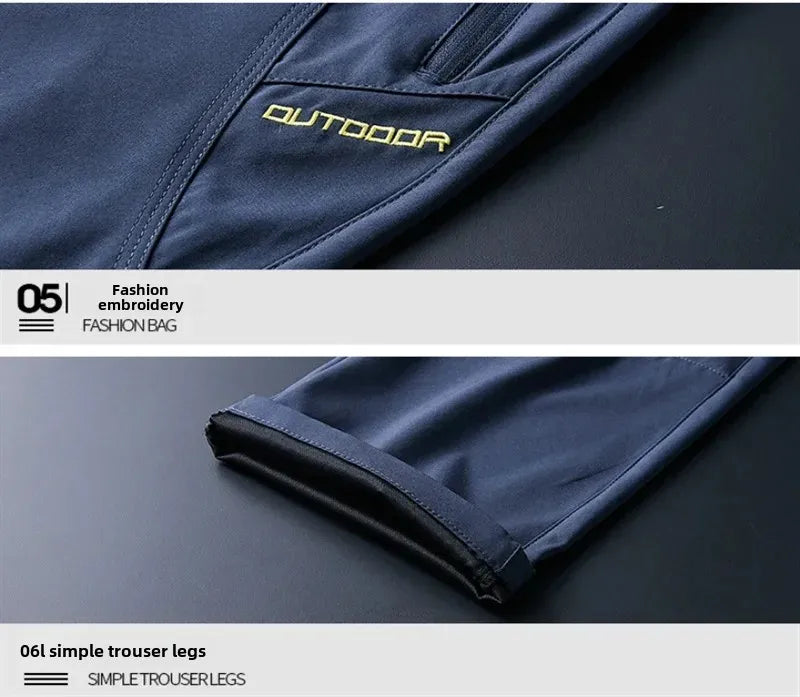 Outdoor Jacket Pants Sets Men Fleece Thermal Waterproof Windproof Hooded Jackets Hiking Military Trip Mountain Camping Clothes