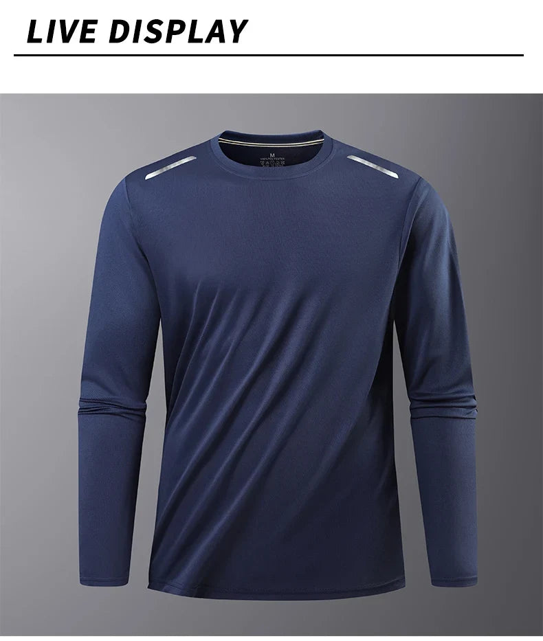 CHRLCK Men's Hiking Quick Drying T-shirts Breathable Camping Running Fishing Soft Elasticity Long Sleeve Tees Summer Autumn