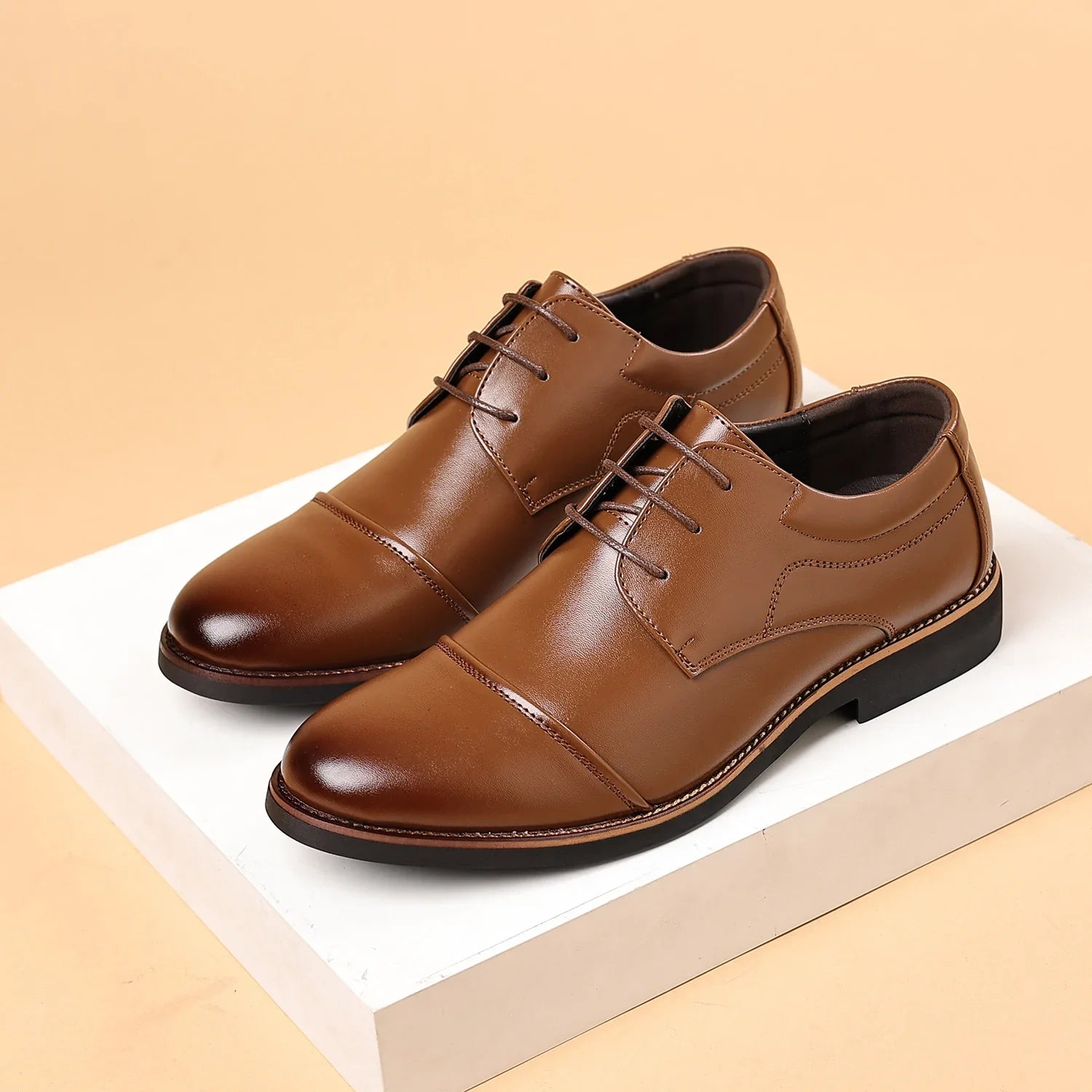 Men's Large Size Business Casual Single Shoes Comfortable Elegant Work Leather Shoes for Daily Wear