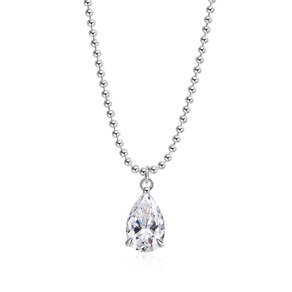 2CT 3CT 5CT 6CT Pear Cut Moissanite Necklace for Women Classic Pendant Sterling Silver 925 Plated 18K Jewelry Wholesale