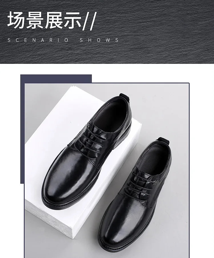 Leather Casual Elevator Shoes for Men 10cm Invisible Height Increase Casual Sneakers Business Formal Shoes