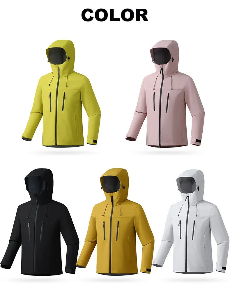 Unisex Waterproof Windbreaker Jacket - Single-Layer Raincoat for Hiking, Camping - Certified Moderate Rain Protection