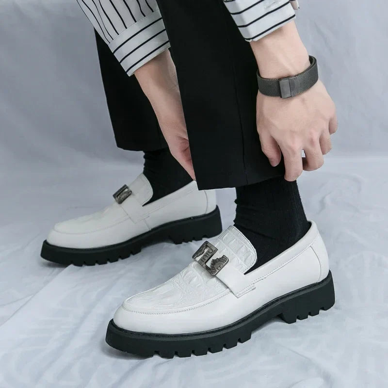 Mens Loafers Party Business Thick Soled Men Leather Shoes Dress Platform Shoes Comfortable Fashion New Casual Shoes for Men