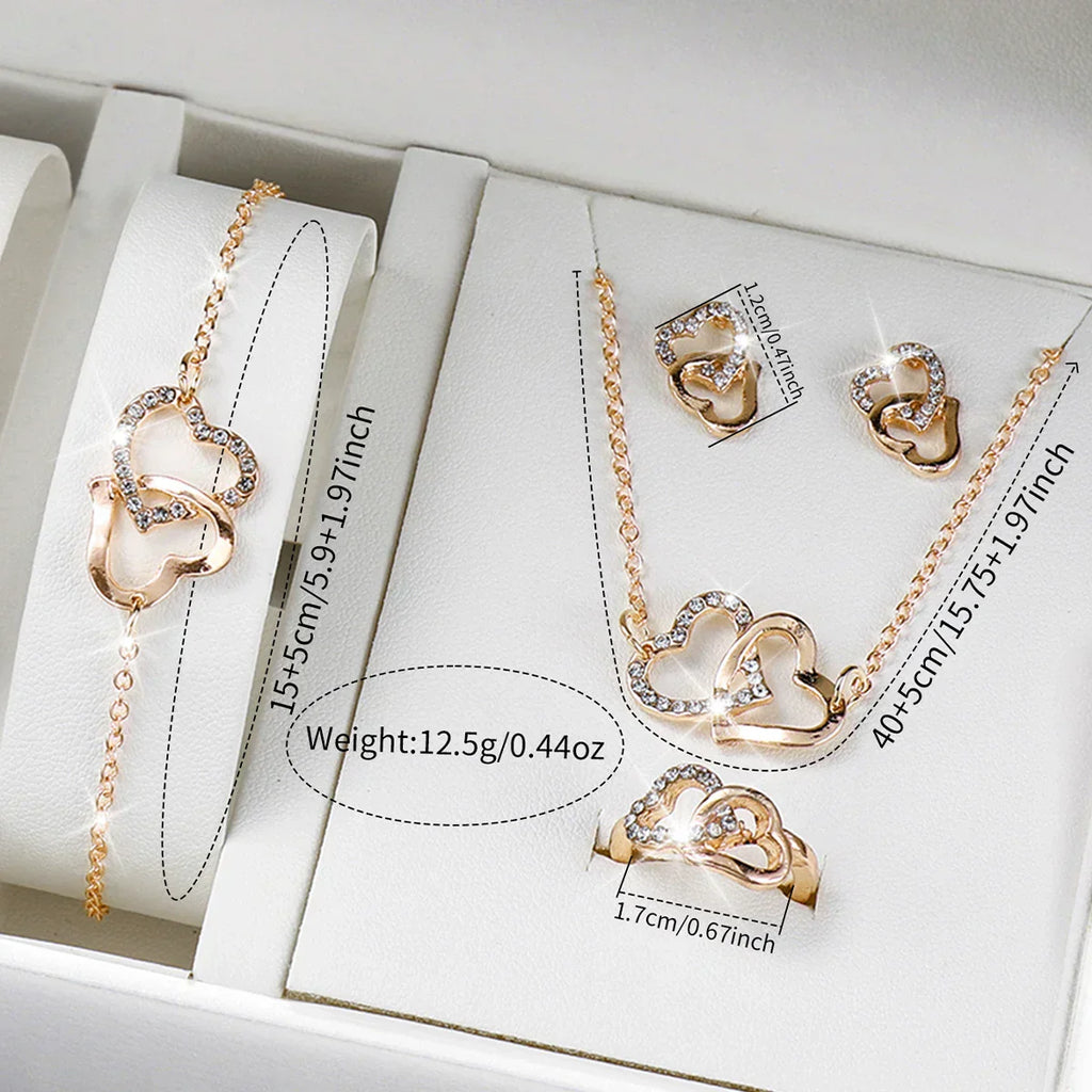 6PCS/Set Simple Scale Dial Women's Watch Fashion Gold Steel Band Quartz Watches Jewelry Set（Without Box）