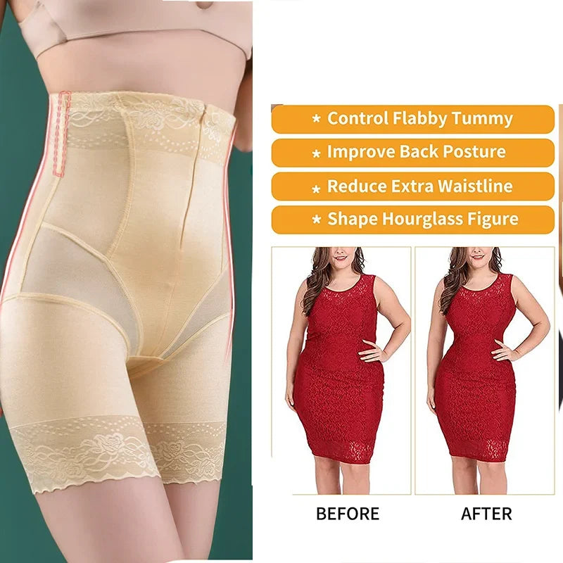 Guudia Zipper Tummy Control Panties High Waist Shapewear Brief Shorts Body Shaper Butt Lifting Silky Stretchy Fabric Seamless