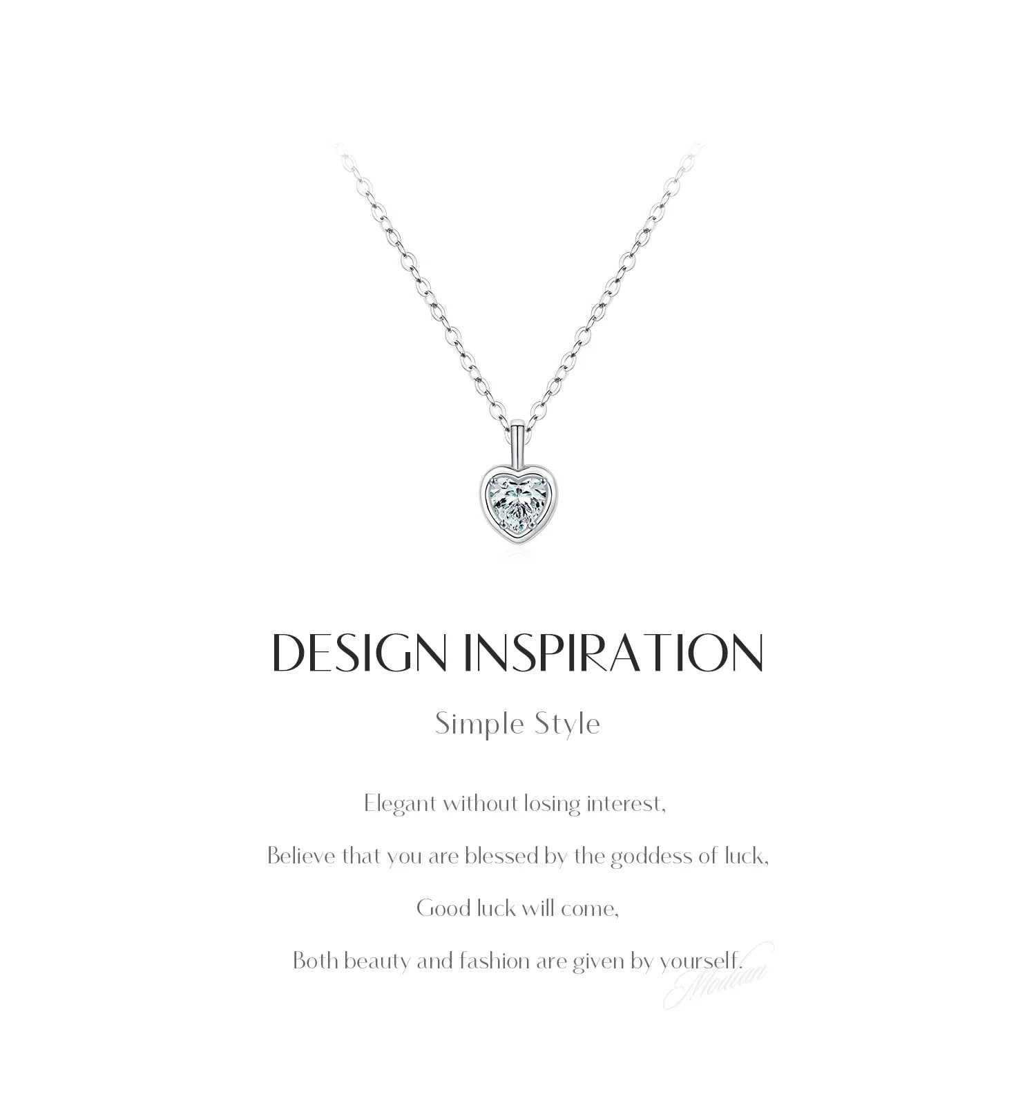 925 Sterling Silver Delicate Sweet Heart Zirconia Wedding Link Chain Pendant Necklace For Women Daily Fine Jewelry