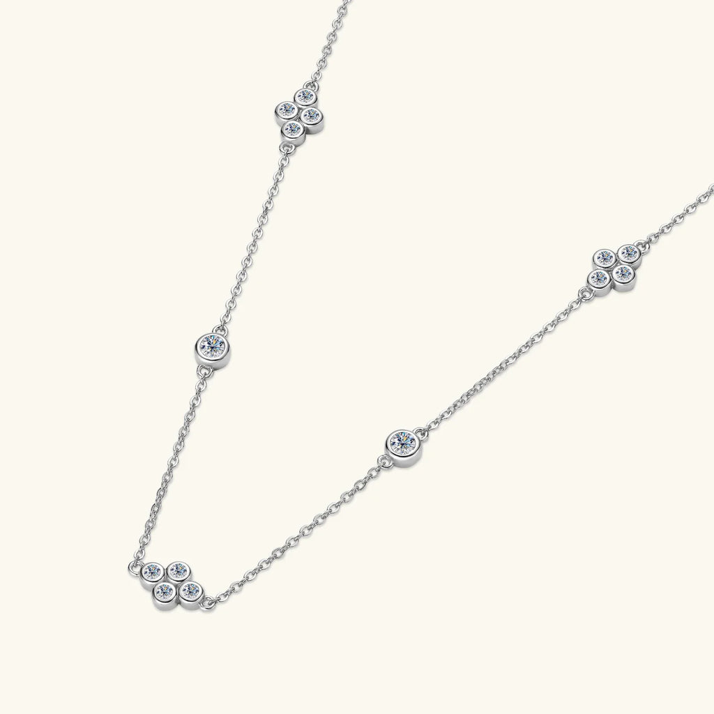 925 Sterling Silver Choker Necklaces 3mm Moissanite Clover Necklace for Women Neck Chain Female Jewelry Gift