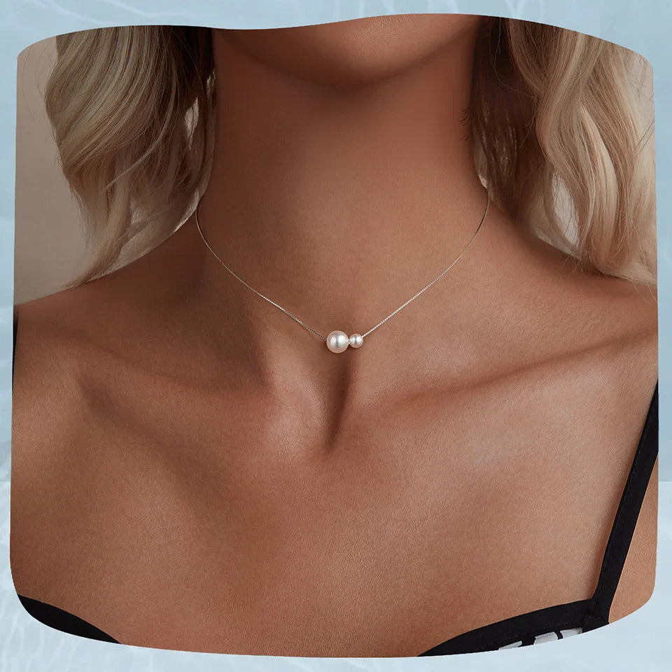 925 Sterling Silver Pearl Pendant Necklace for Women, Dainty Gold Plated Pearl Choker Necklaces Birthday Jewelry Gift