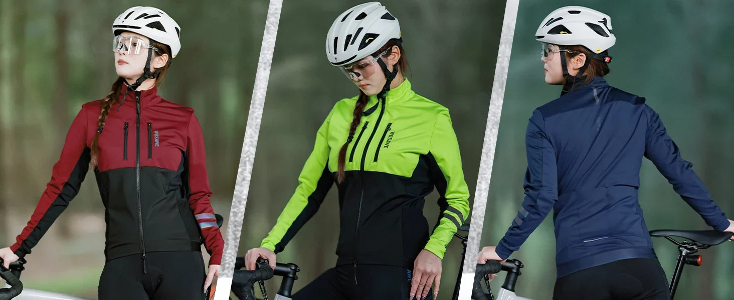 Men's Cycling Jacket Winter Thermal Long Sleeve Fleece MTB Jacket Bicycle Top Bike Clothing with 3 Rear Pockets 0℃-15℃