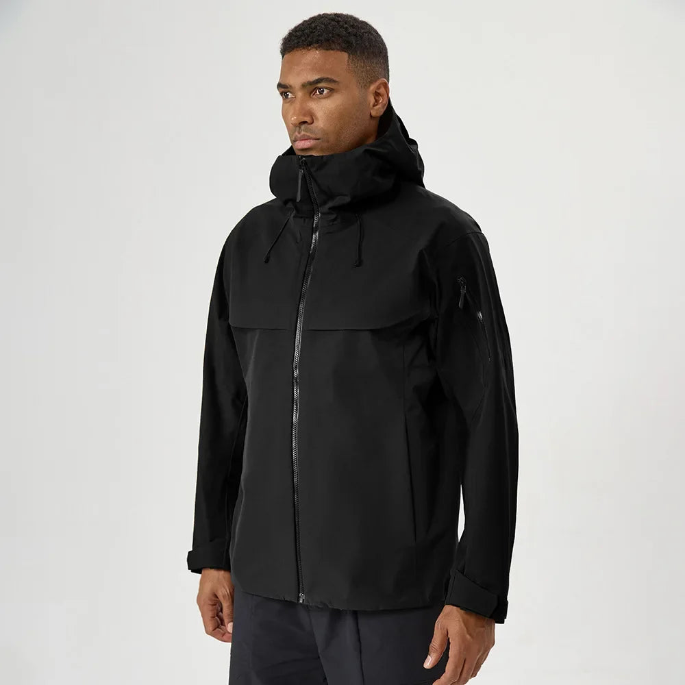 Autumn and Winter Hard-Shell Windbreaker Windproof Rainproof Breathable Outdoor Hiking Mountaineering Ski Suit Hooded Jacket