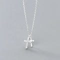Fashion Shiny Zircon and Glossy Cross Pendant Necklace for Women Pure 925 Sterling Silver Long Chain Necklace Jewelry