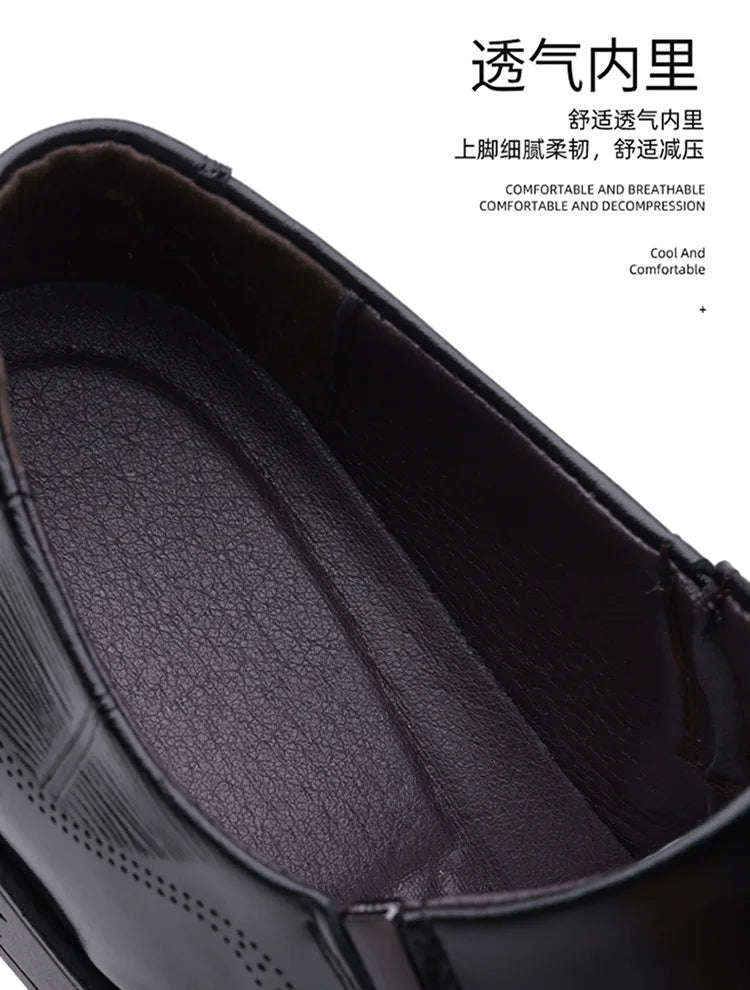 Spring Autumn New Leather Shoes for Men Solid Color Business Casual Shoes Male Fashion British Style Dress Shoe Man