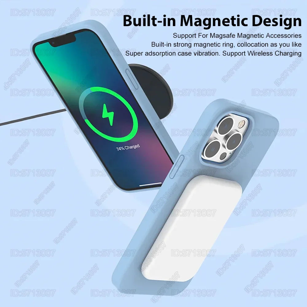 Original Magnetic Liquid Silicone Shockproof Case For iPhone 16 11 12 14 13 15 Pro Max 16 Plus For Magsafe Wireless Charge Cover