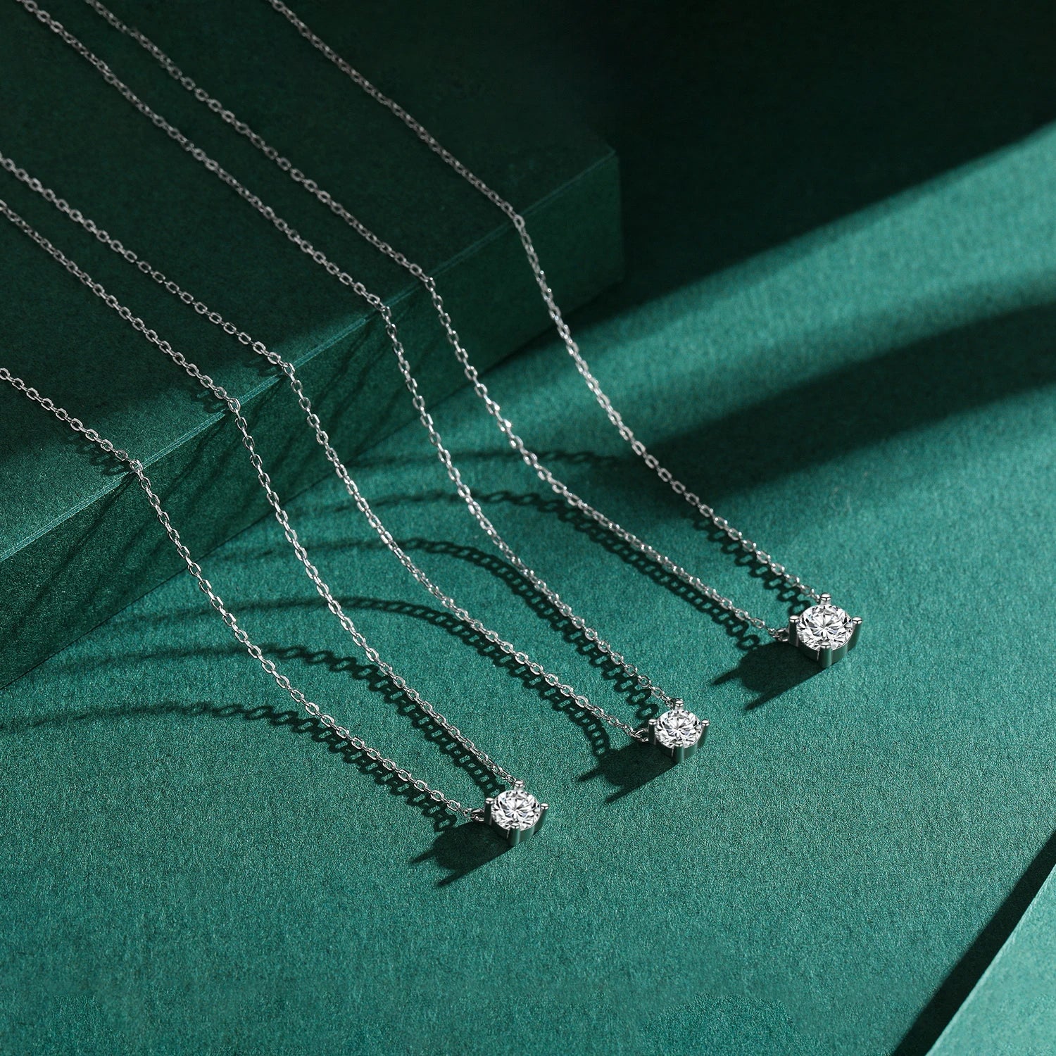 Classic 925 Sterling Silver Round Simple Clear CZ Chain Necklaces Pendant For Women Wedding Engagement Statement Jewelry