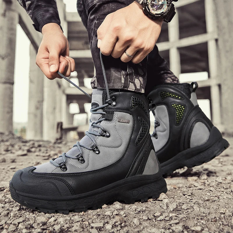Men's Waterproof Leather Desert Boots Non-Slip Lightweight Work Safty Shoes Breathable Non-Slip Hunting Hiking Work Boots Men