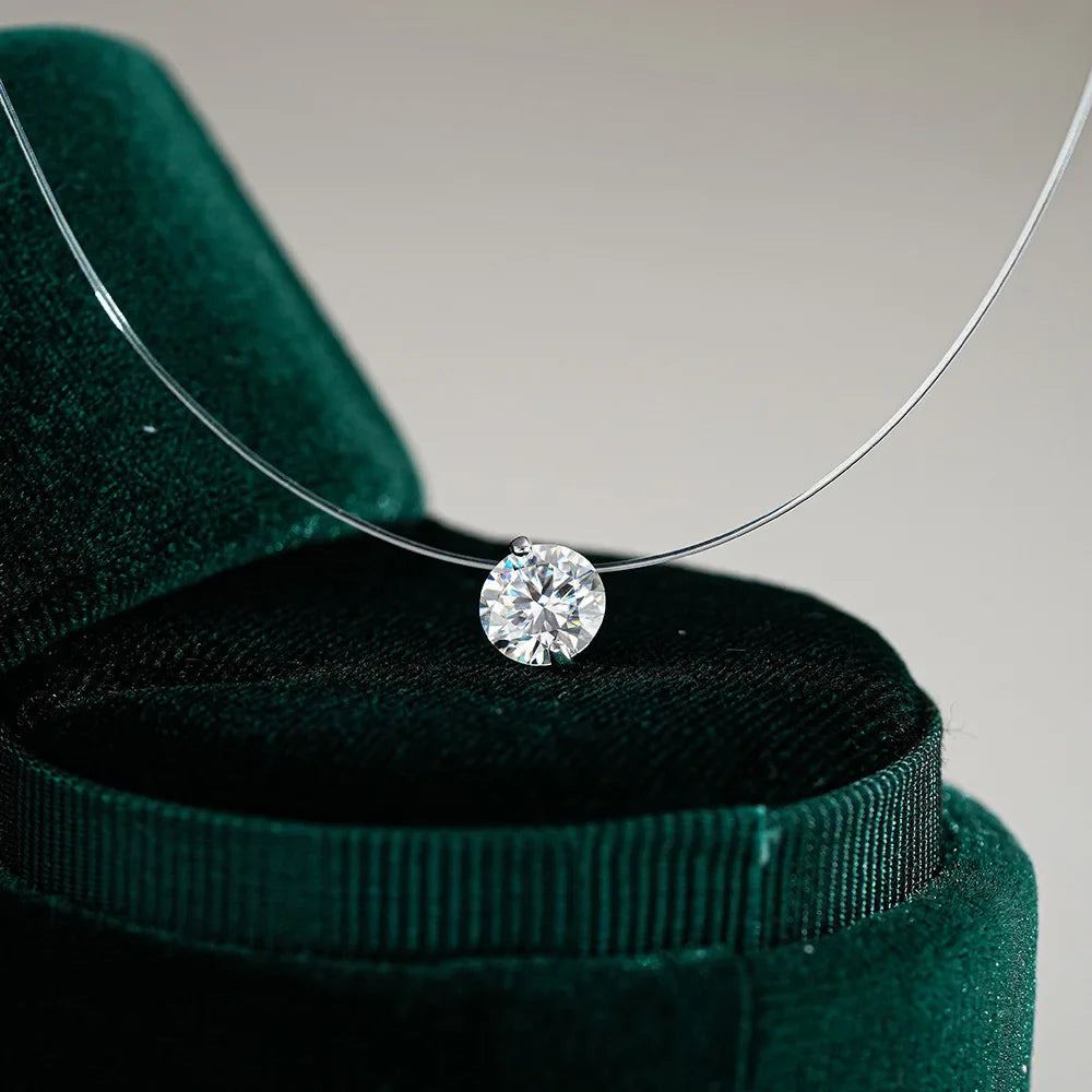 GRA Certified 1CT Marquise Cut Moissanite Pendant Necklace for Woman 925 Silver Fishing Line Water Drop Diamond Necklaces