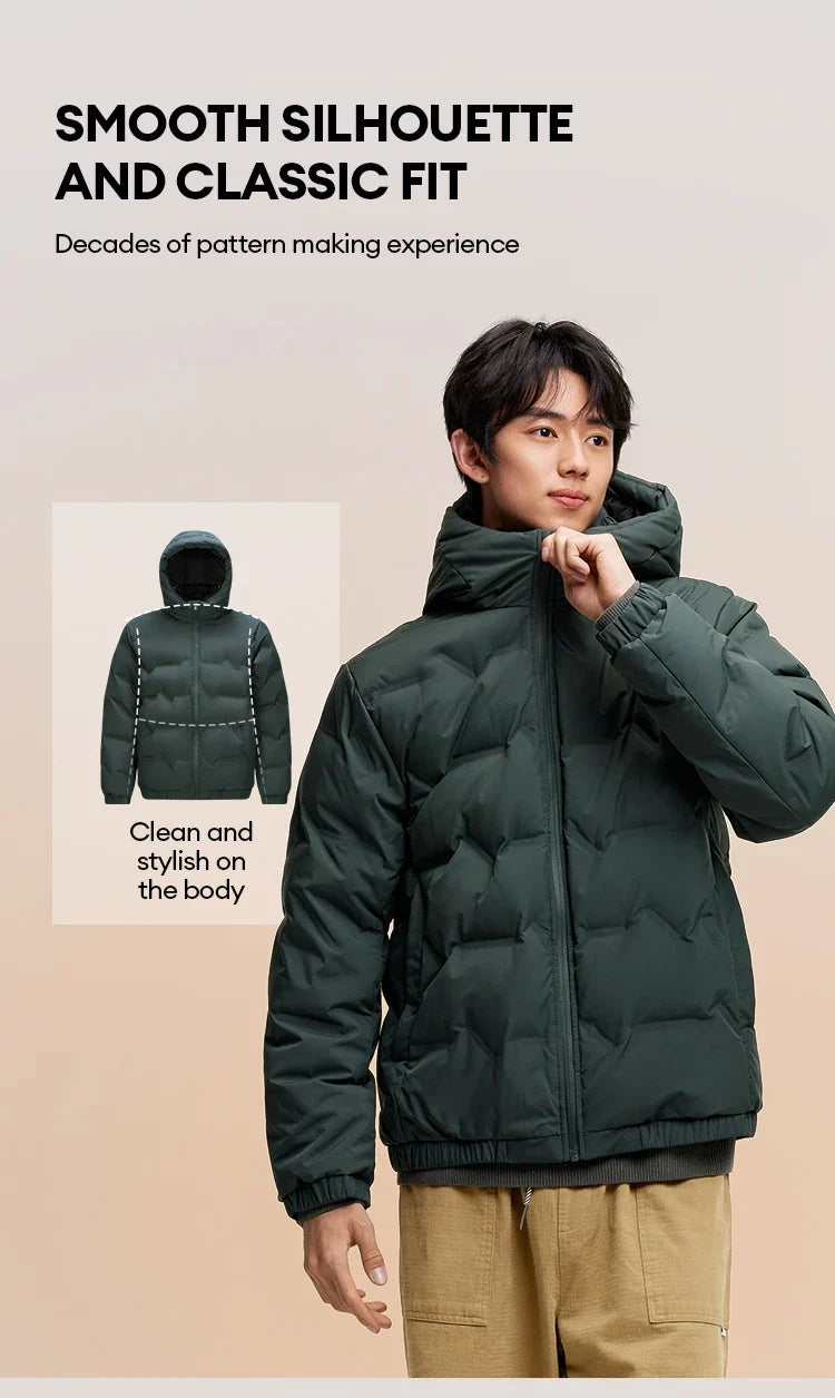Down Jacket Men 2026 New Waterproof Hooded Outerwear Winter Clothing Solid Color Versatile Thick Down Coat For Man