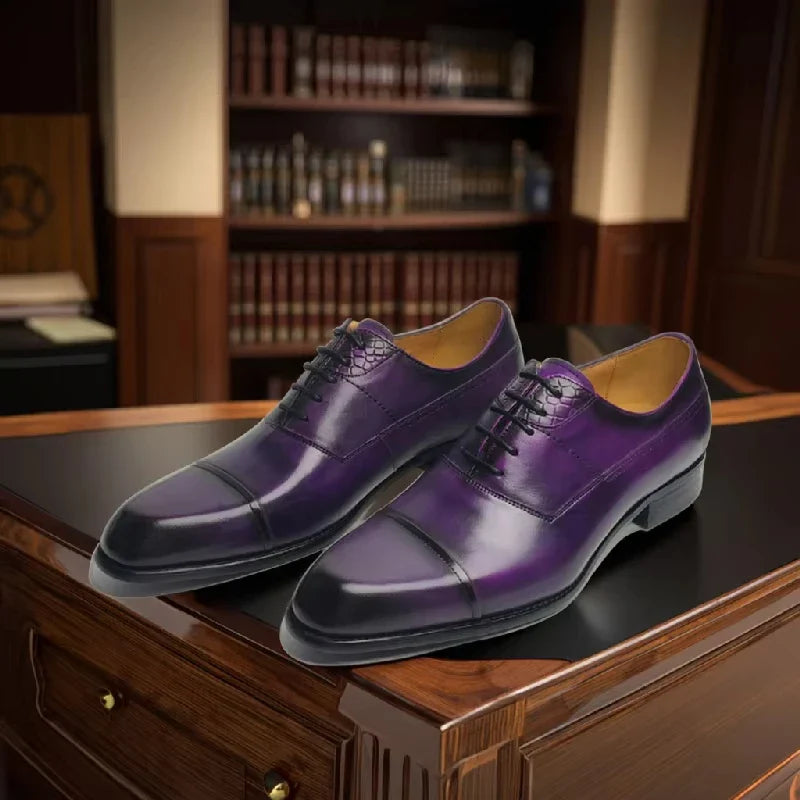 New Fashion Men Dress Shoes Purple Oxfords Comfortable Elegant Formal Business Lace-up Pointed Design Sapatos Sociais Masculinos