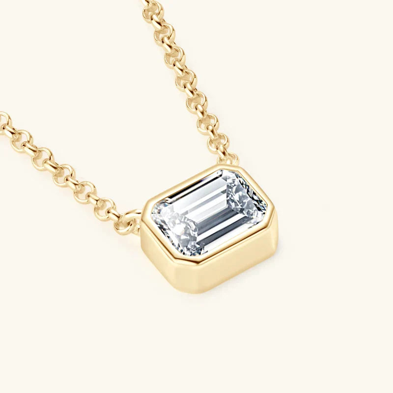 925 Sterling Silver Chains Emerald Cut Moissanite Diamond Pendant Necklace For Women cadena plata 925 original certificada