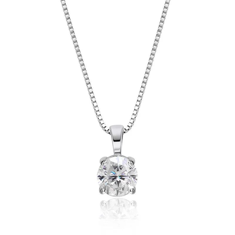 1ct Moissanite Pandent Necklace s925 Sterling Silver Plated 18k Box Chain Dainty Necklaces for Women Fine Jewelry Gift