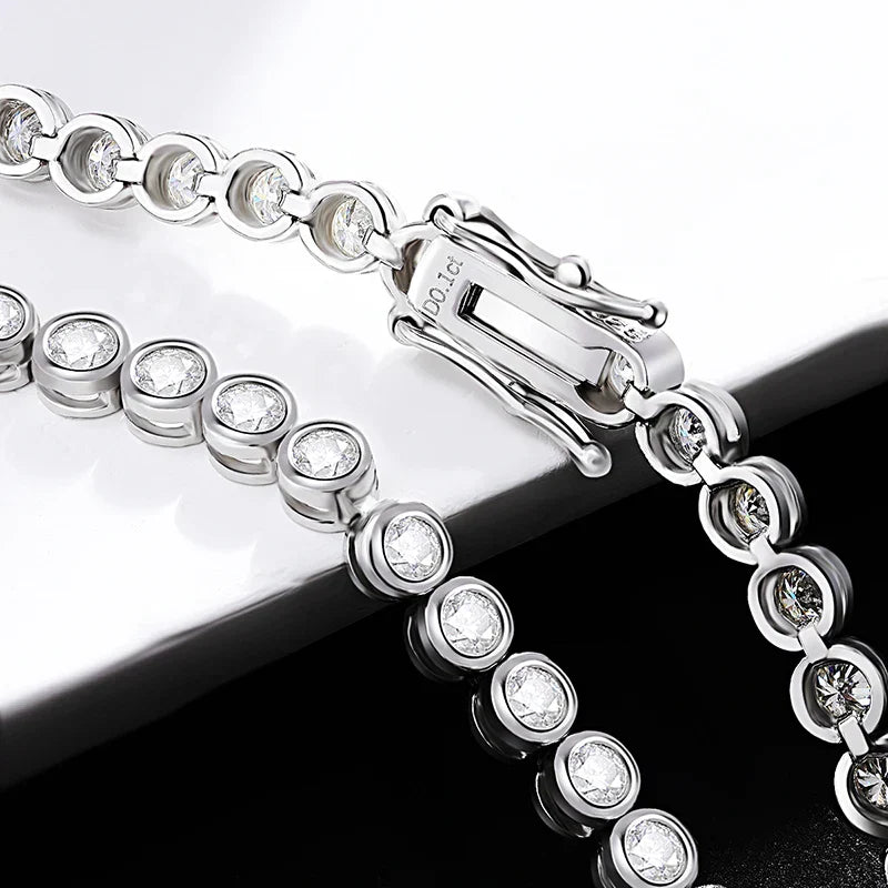 GRA Certified 2/3mm Moissanite Tennis Bracelets S925 Silver Round Bubble Lab Diamond Hand Chain for Women Men Fine Jewelry
