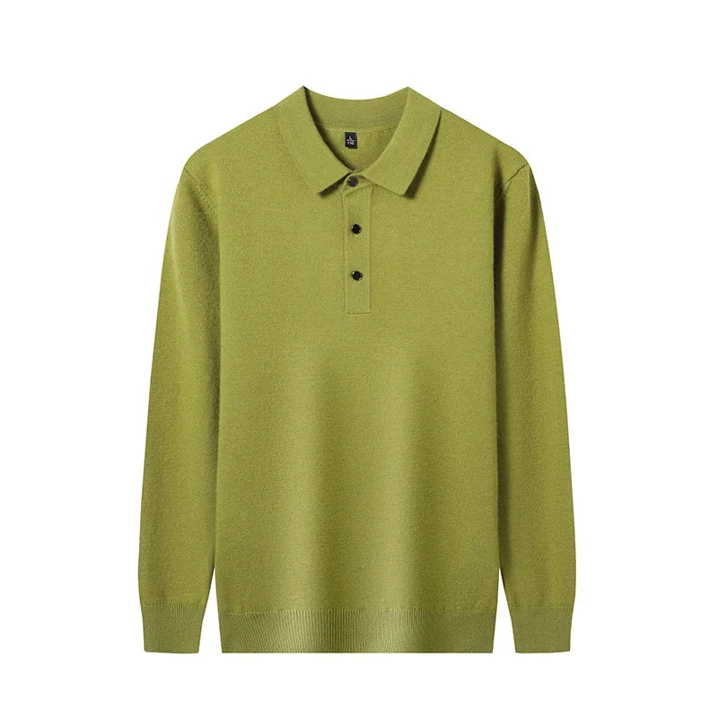 Fashion Autumn And Winter New Cashmere Sweater Men's High Quality Pullover Casual Loose POLO Knitted Bottom Shirt Jacket Shirt
