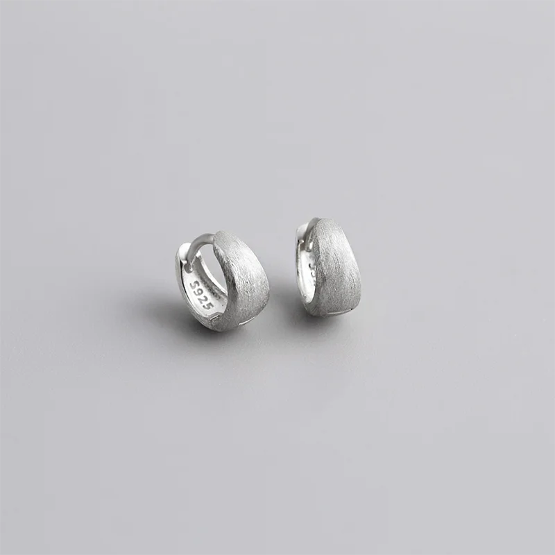 925 Sterling Silver Premium Matte Minimalism Unisex Huggies Ear Hoops Earrings for Women Gothic Piercing Men's Jewelry