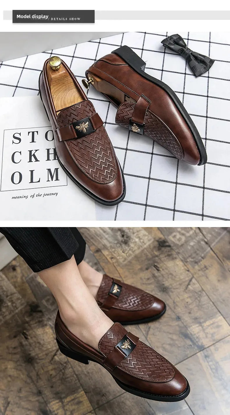 Men's Business Casual Shoes Autumn British Style Pointed Toe Formal Leather Shoes Easy to Wear Black Suit Wedding Shoes