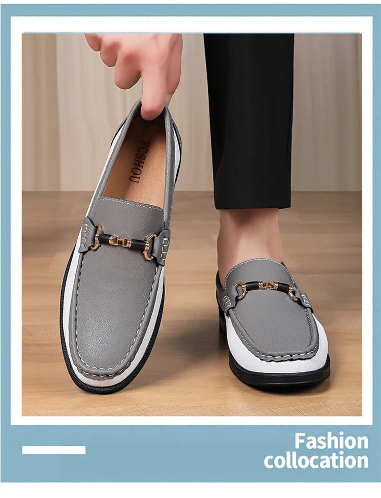 Trendy High Quality Genuine Leather Shoes for Men Summer Breathable Men's Casual Loafers Plus Size 47 Slip-on Driving Shoes Man