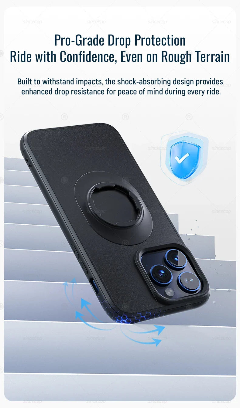 Quad-style Moto/Bike/Motorcycle/Bicycle Case for iPhone 17/16/15/14/13/12/11 Pro/Max fit Phone Holder Mount with Lock-in Design