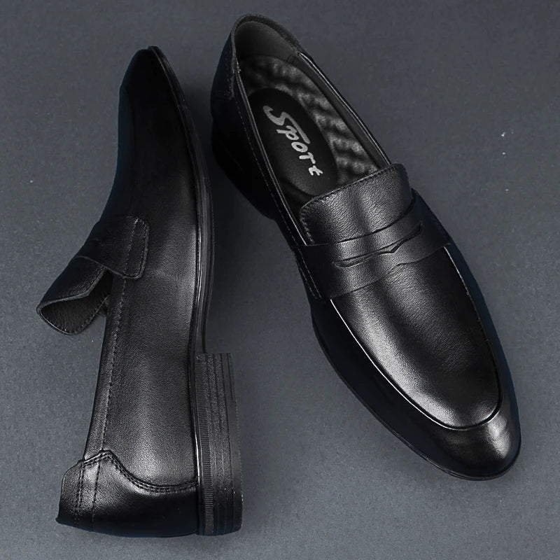 2024 New Luxury Brand Black Genuine Leather Gentleman Fashion Dress Shoes Men Business Loafers Men's Shoes Slip on Big Size 49