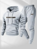 Men's Velvet Thickened Sports Set New York Letter Printed Spring and Autumn Hoodie Set Long Sleeve Casual Comfortable Pocket Hoo