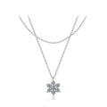 Double-layer Moissanite Necklace for Women, 925 Sterling Silver Snowflake Pendant Necklace for Women Dazzling Winter Gift