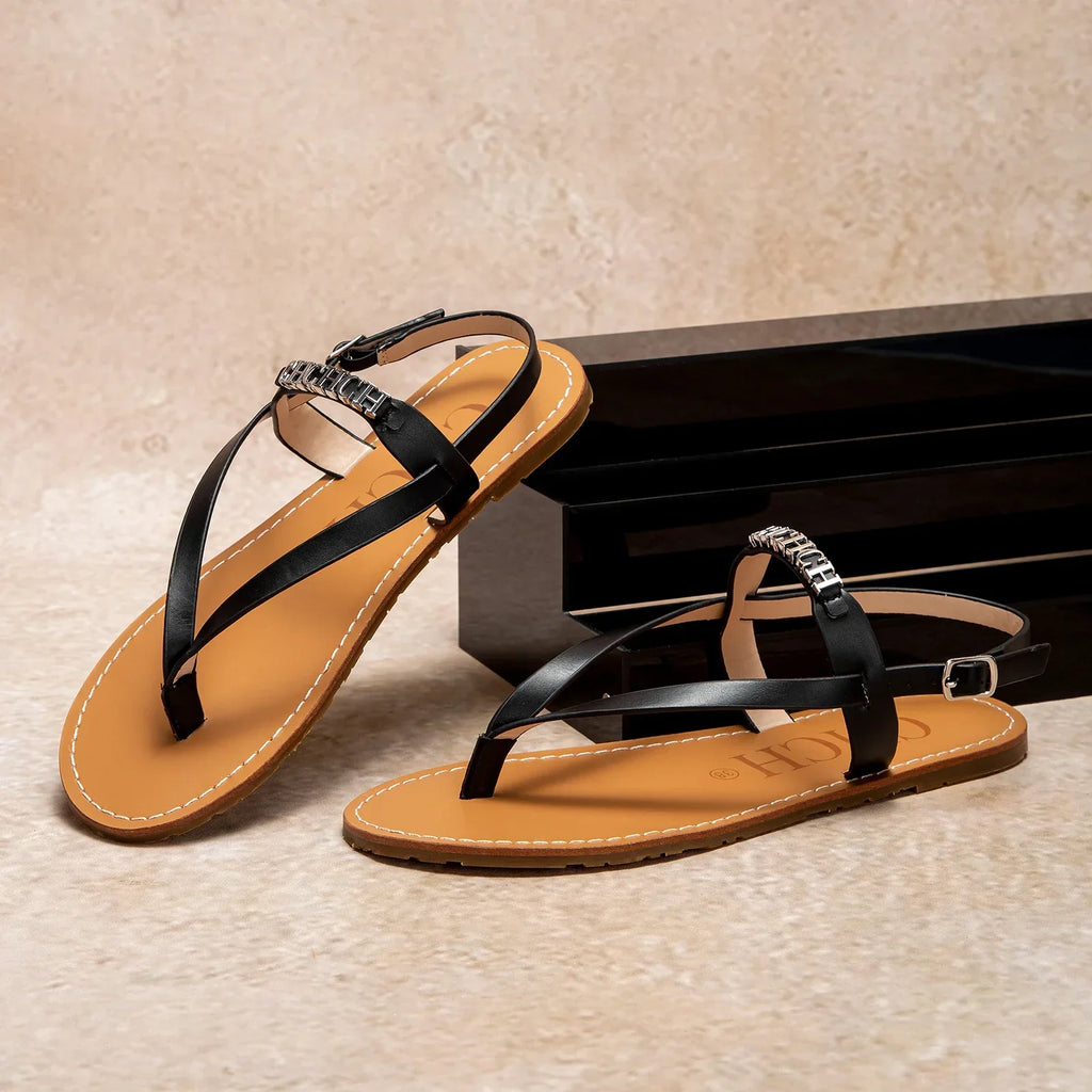 Women's Sandals New Simple Flat Bottom Non slip Thin Strip Shoes Beach Women's Shoes