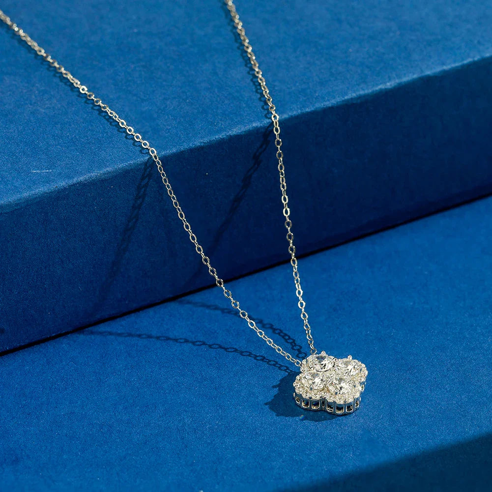 Exquisite 925 Silver 8A Premium Zircon Pendant Necklace for Women Lucky Four-leaf Clover Wedding Jewelry LZN28