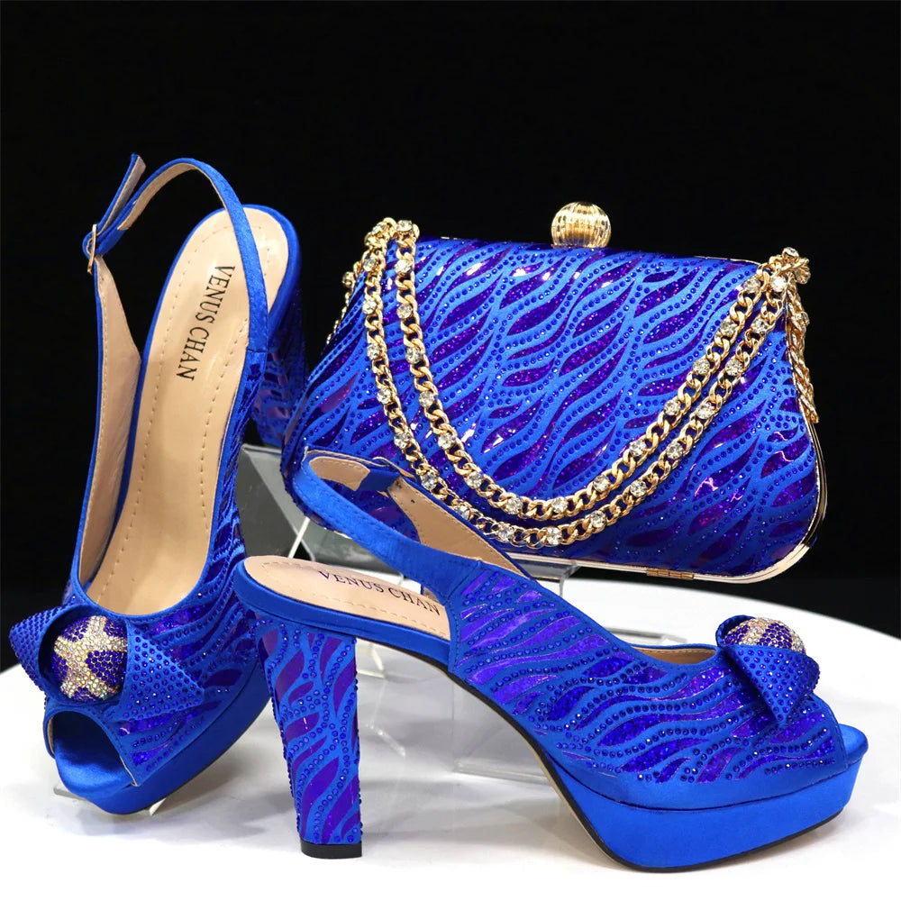 Italian Shoes And Bag Sets For Evening Party With Stones