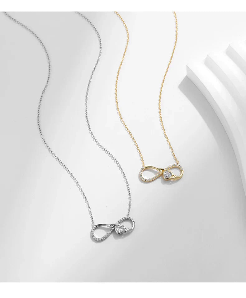 925 Sterling Silver Infinite Love Necklace Romantic Embrace Heart Pendant Link Chain For Women Anniversary Jewelry Gifts