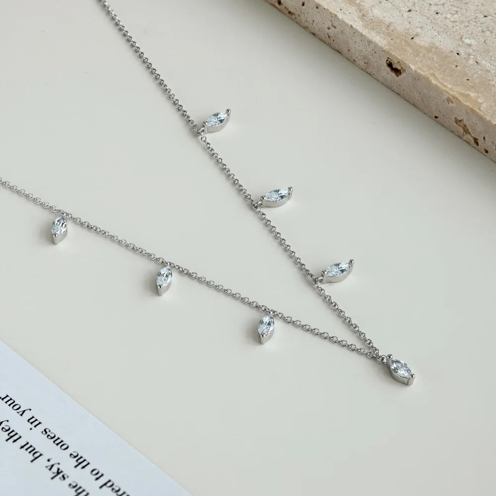 Dainty Full Marquise Pear Cut Moissanite Pendant Necklaces Women s925 Silver All Lab Diamond Stacking Party Neck Chain Gift